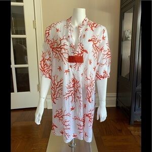 Siya Cotton White & Orange Tunic One Size